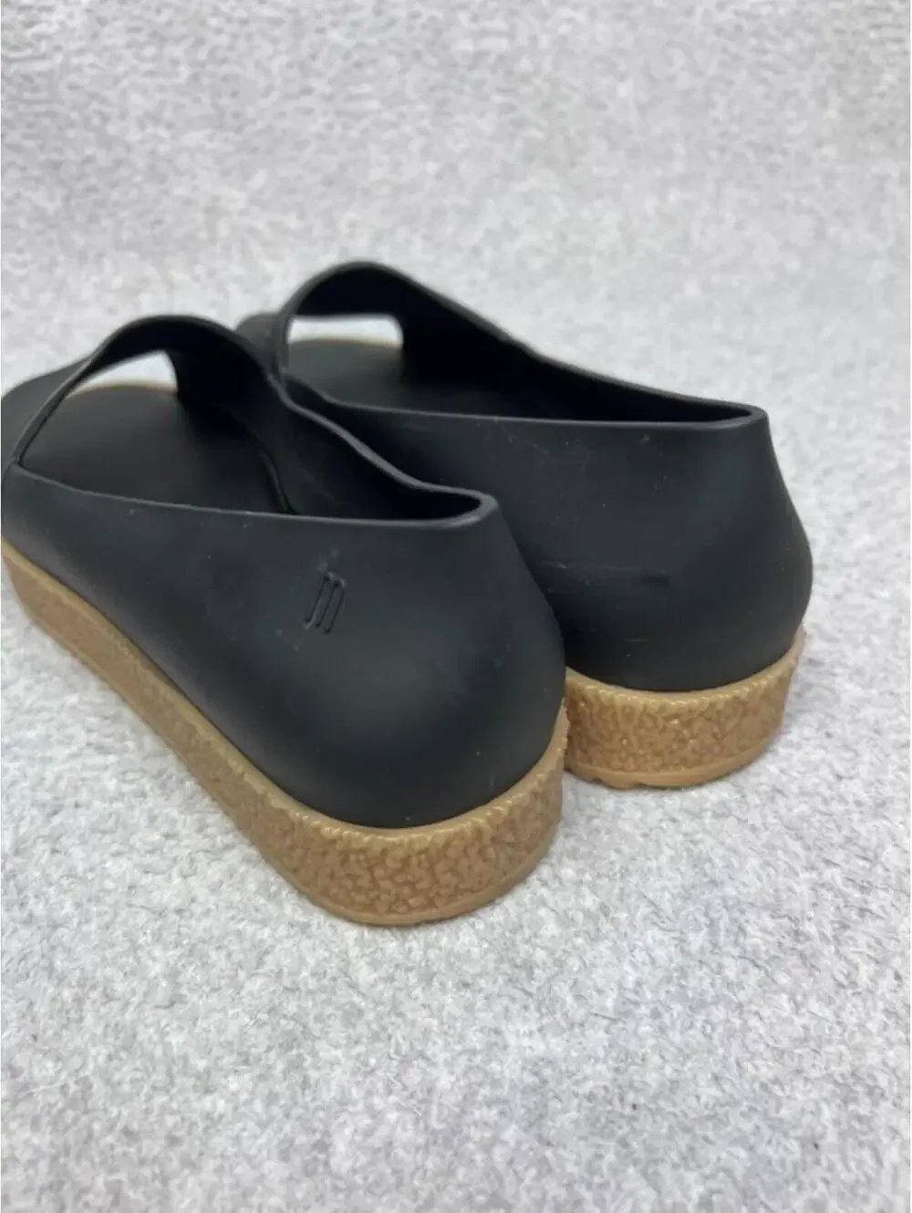 Melissa Black Platform Peep Toe Slip On Flats Eco Friendly Scented 8 US/39 EUR